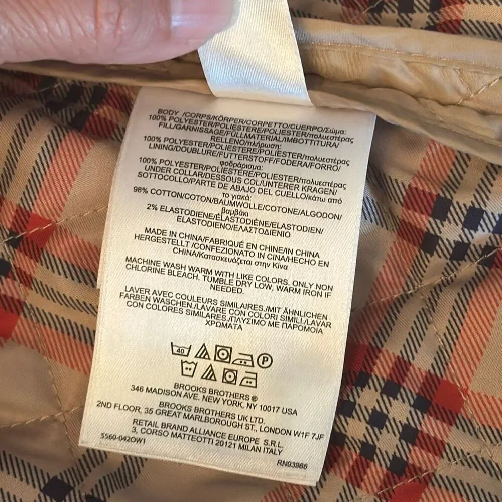 BROOKS BROTHERS 346 Quilted Barn Jacket British Plaid Lined